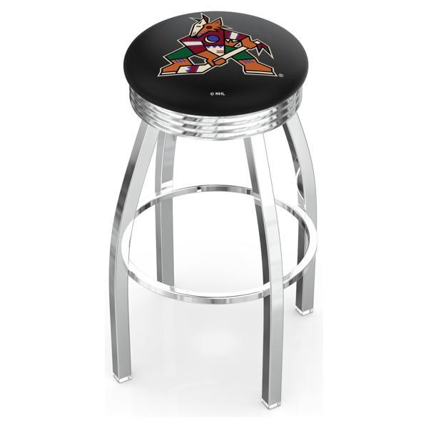 Arizona Coyotes Swivel Counter Stool -25" Seat Height - Chrome Finish - Style F 