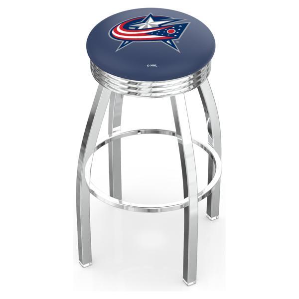 Columbus Blue Jackets Swivel Counter Stool -25" Seat Height - Chrome Finish - Style F 