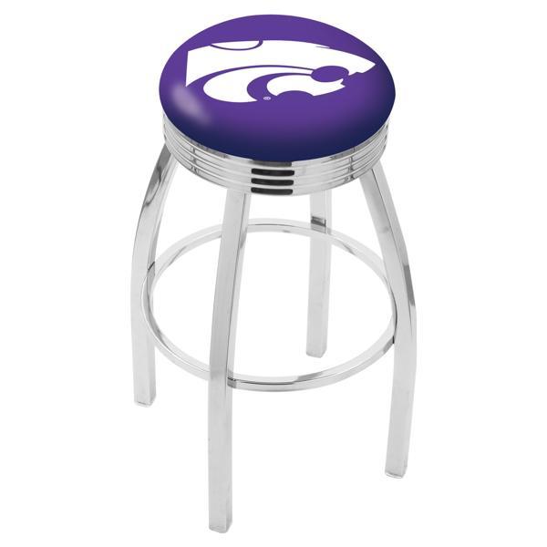 Kansas State University Swivel Counter Stool -25" Seat Height - Chrome Finish - Style F 