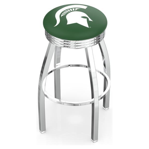 Michigan State University Swivel Counter Stool -25" Seat Height - Chrome Finish - Style F 