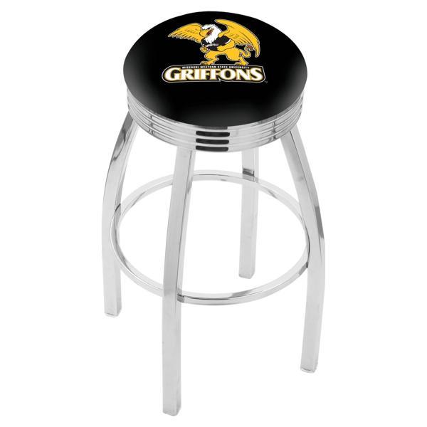 Missouri Western State University Swivel Counter Stool -25" Seat Height - Chrome Finish - Style F 