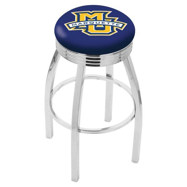 Marquette University Swivel Counter Stool -25" Seat Height - Chrome Finish - Style F 