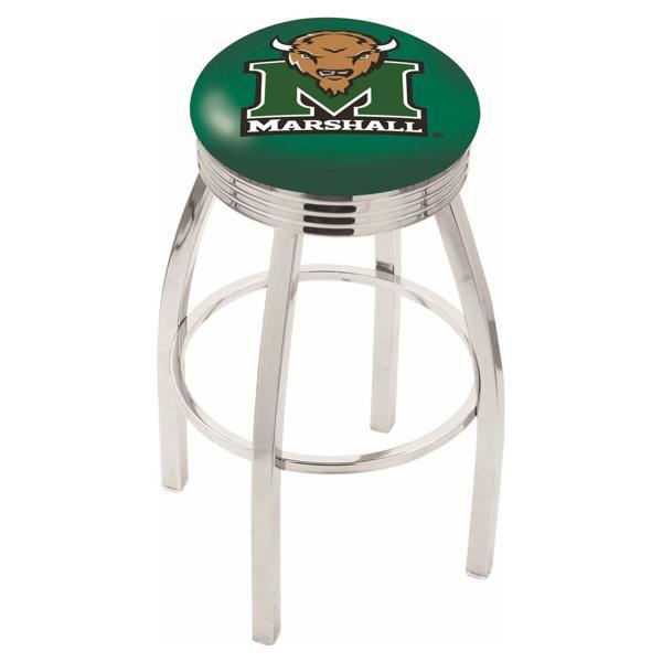 Marshall University Swivel Counter Stool -25" Seat Height - Chrome Finish - Style F 