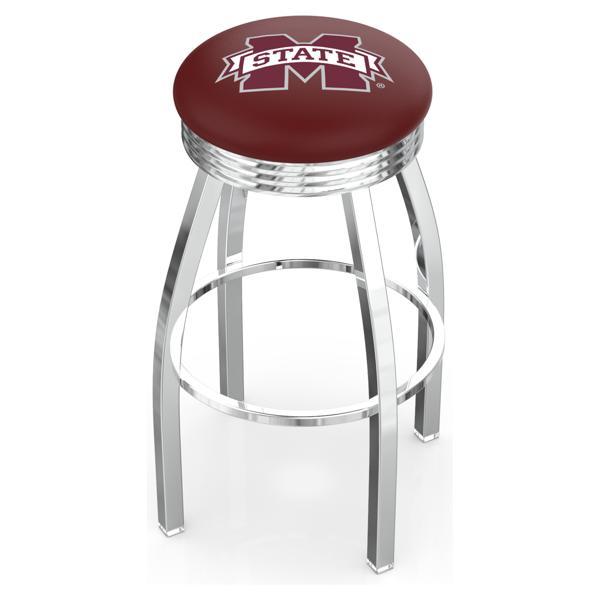 Mississippi State University Swivel Counter Stool -25" Seat Height - Chrome Finish - Style F 