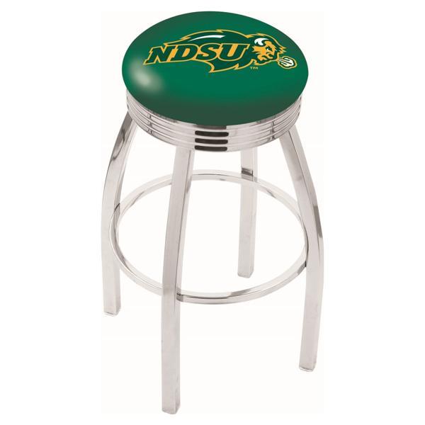 North Dakota State University Swivel Counter Stool -25" Seat Height - Chrome Finish - Style F - Logo 2 