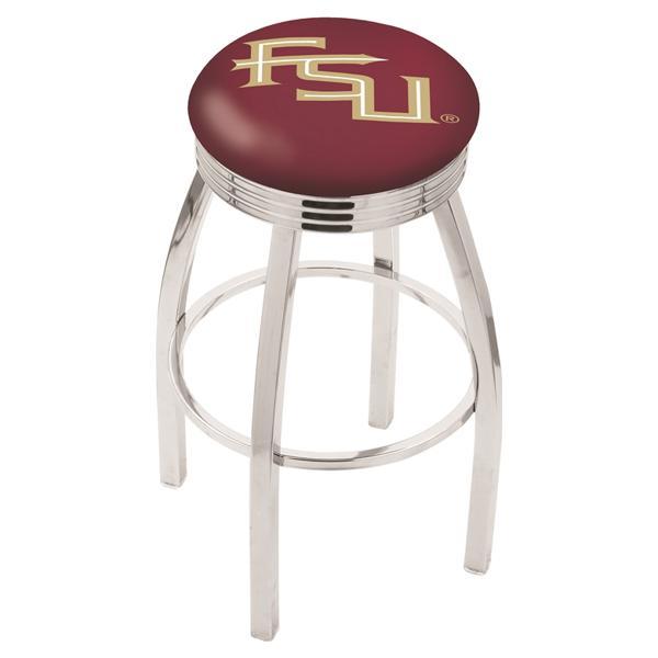 Florida State Swivel Counter Stool -25" Seat Height - Chrome Finish - Style F - Logo 2 