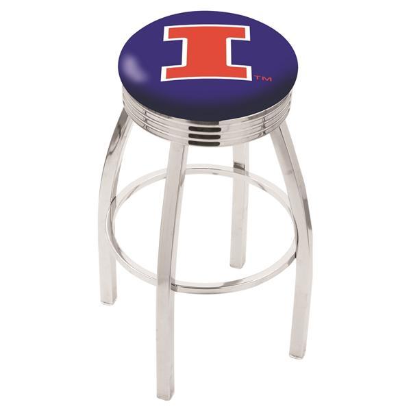University of Illinois Swivel Counter Stool -25" Seat Height - Chrome Finish - Style F 