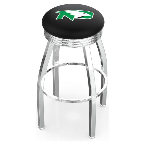 University of North Dakota Swivel Bar Stool - Chrome Finish - Commercial Grade Marine Vinyl - Style F 