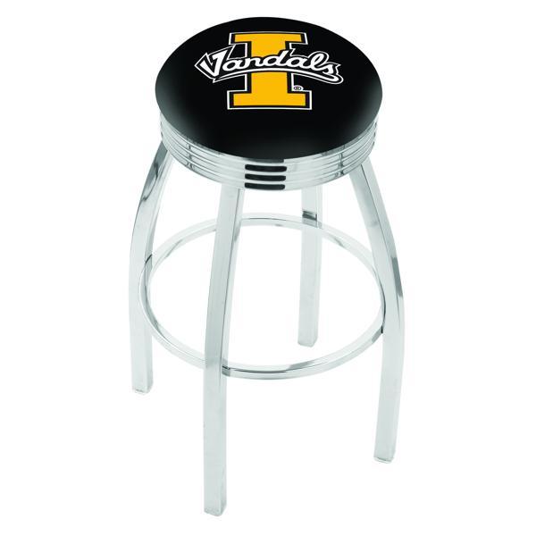 University of Idaho Swivel Bar Stool - Chrome Finish - Commercial Grade Marine Vinyl - Style F 