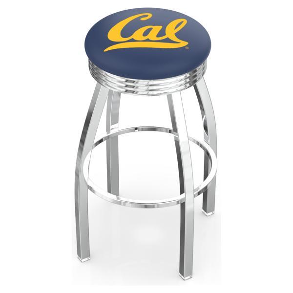 University of California Swivel Bar Stool - Chrome Finish - Commercial Grade Marine Vinyl - Style F 