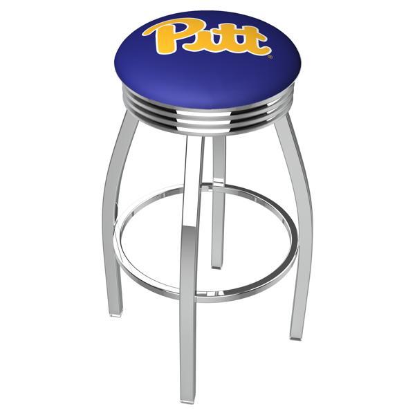 University of Pittsburgh Swivel Bar Stool - Chrome Finish - Commercial Grade Marine Vinyl - Style F 