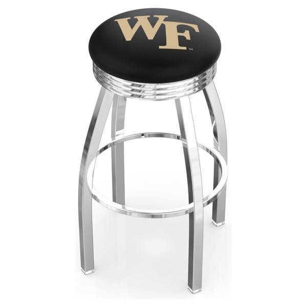 Wake Forest University Swivel Bar Stool - Chrome Finish - Commercial Grade Marine Vinyl - Style F 