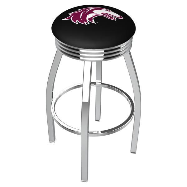 Southern Illinois University Swivel Bar Stool - Chrome Finish - Commercial Grade Marine Vinyl - Style F 