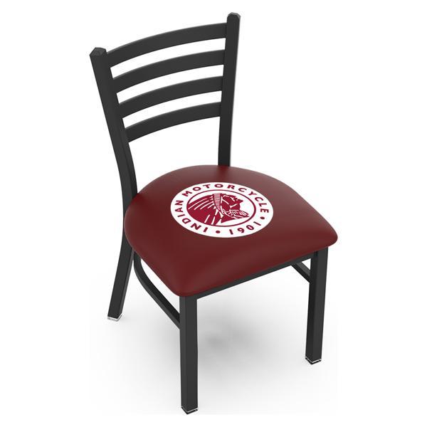 Indian Motorcycle Chair - Black Wrinkle Finish - 18" Seat Height - Commercial Grade Vinyl - Logo 2 