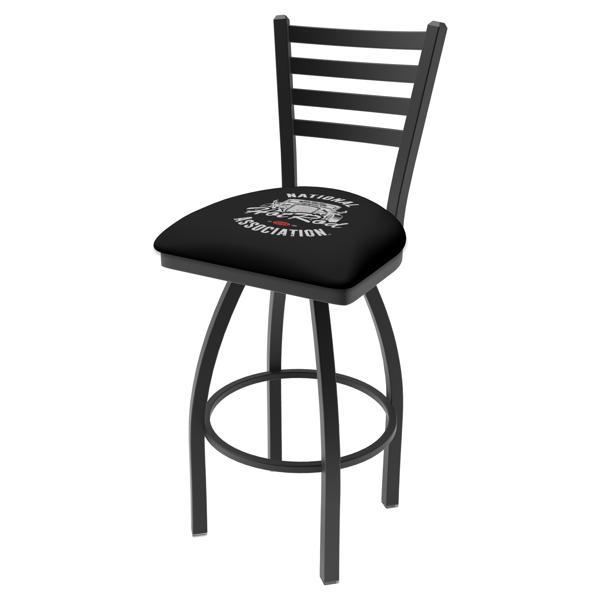 NHRA - Hot Rod Swivel Bar Stool - Black Wrinkle Finish - Commercial Grade Vinyl 