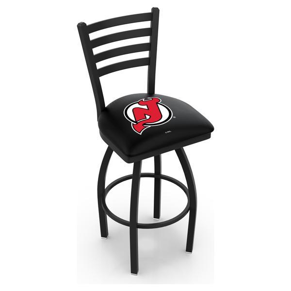 New Jersey Devils Swivel Bar Stool - Black Wrinkle Finish - Commercial Grade Vinyl 