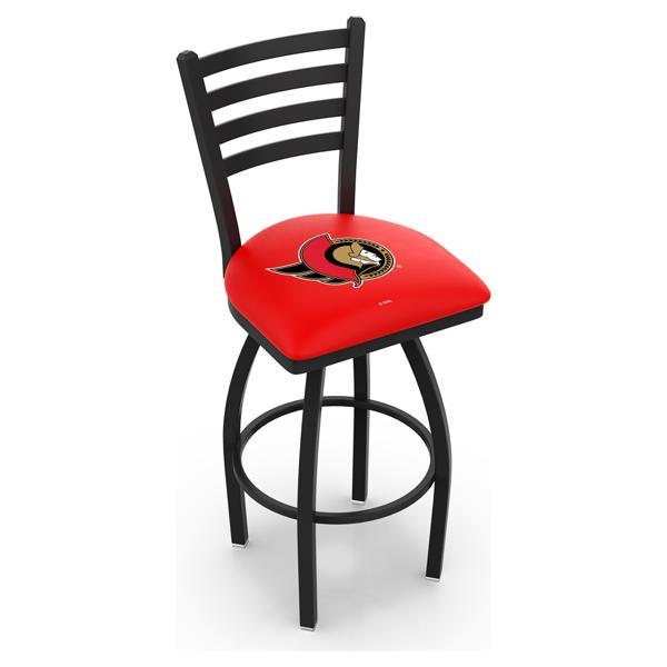 Ottawa Senators Swivel Bar Stool - Black Wrinkle Finish - Commercial Grade Vinyl 