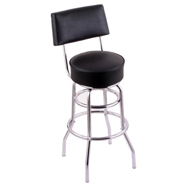 Classic Series 25" Counter Stool - Chrome Finish - Black Vinyl Seat and Back 