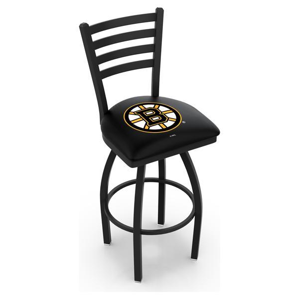 Boston Bruins Swivel Bar Stool - Black Wrinkle Finish - Commercial Grade Vinyl 
