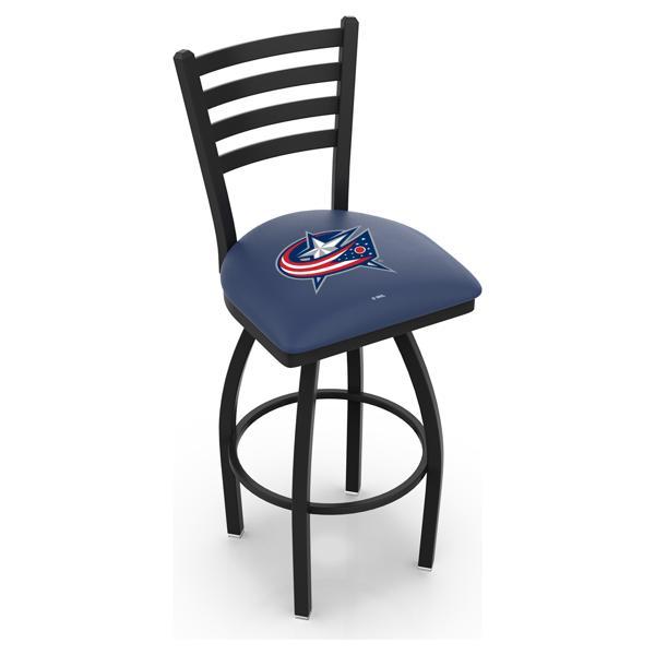 Columbus Blue Jackets Swivel Bar Stool - Black Wrinkle Finish - Commercial Grade Vinyl 