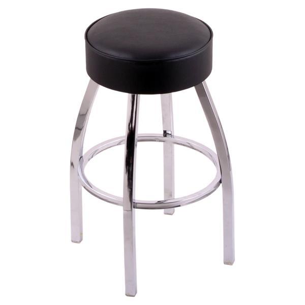 Classic Series 25" Counter Stool - Chrome Finish Steel Frame - Black Vinyl Seat 