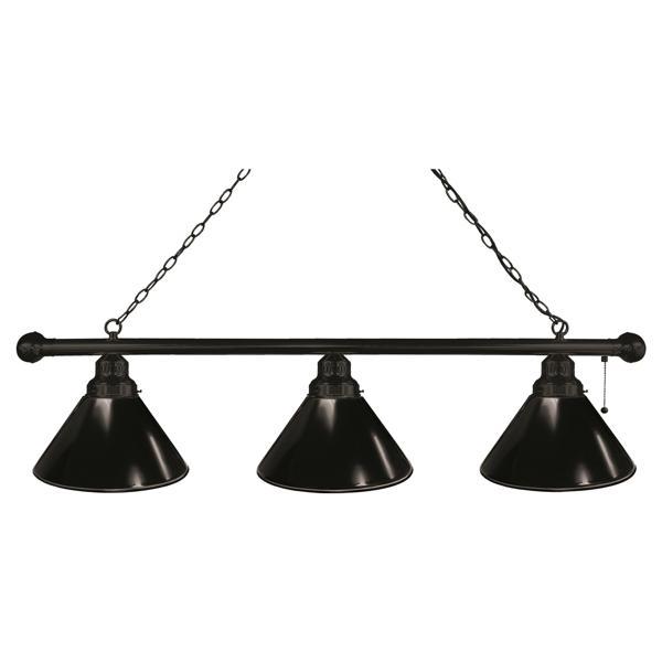 Plain Black 3-Shade Billiard Light - Polypropylene Shades 