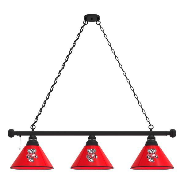 University of Wisconsin Badger 3-Shade Billiard Light - Polypropylene Shades - Logo 2 