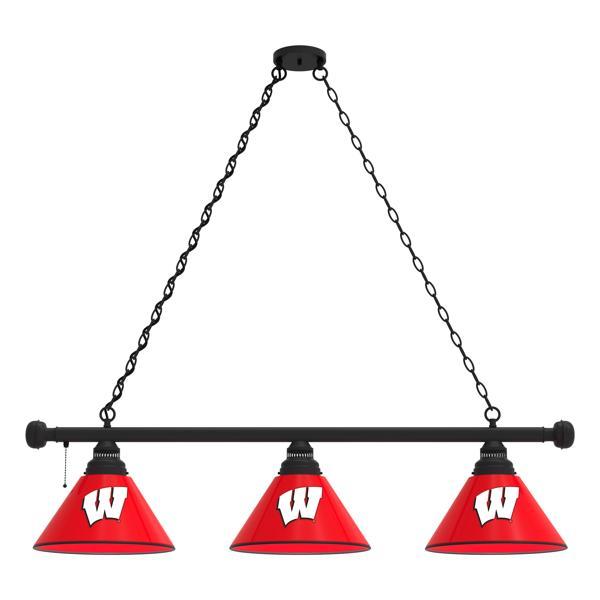 University of Wisconsin W 3-Shade Billiard Light - Polypropylene Shades - Logo 3 