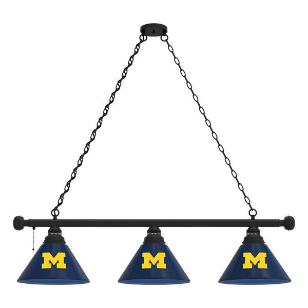 University of Michigan 3-Shade Billiard Light - Polypropylene Shades 