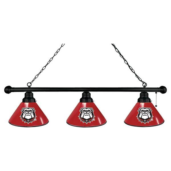 University of Georgia Bulldog 3-Shade Billiard Light - Polypropylene Shades - Logo 3 