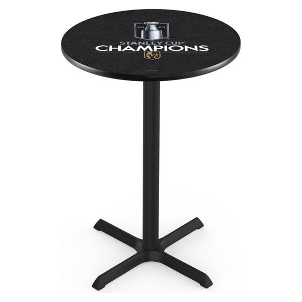 Vegas Golden Knights - 2023 Stanley Cup Pub Table - X Shape Black Wrinkle Powder Coated Steel Base - Sublimated Laminate Round Top 