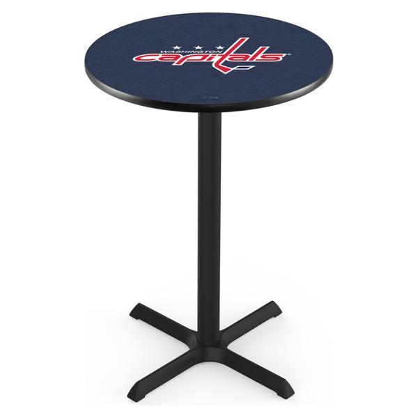 Washington Capitals Pub Table - X Shape Black Wrinkle Powder Coated Steel Base - Sublimated Laminate Round Top 