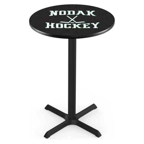 University of North Dakota Hockey Pub Table - X Shape Black Wrinkle Powder Coated Steel Base - Sublimated Laminate Round Top 