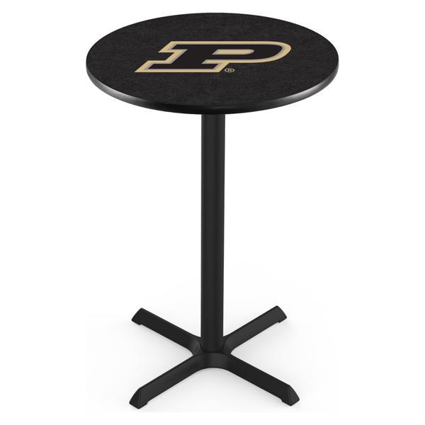 Purdue Pub Table - X Shape Black Wrinkle Powder Coated Steel Base - Sublimated Laminate Round Top 