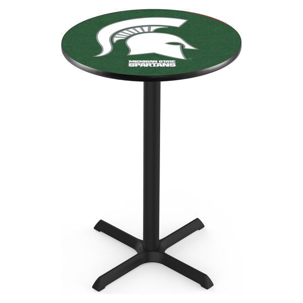 Michigan State University Pub Table - X Shape Black Wrinkle Powder Coated Steel Base - Sublimated Laminate Round Top 