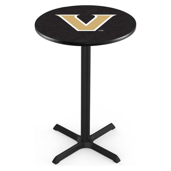 Vanderbilt University Pub Table - X Shape Black Wrinkle Powder Coated Steel Base - Sublimated Laminate Round Top 