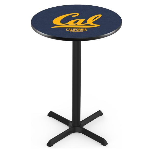 University of California Pub Table - X Shape Black Wrinkle Powder Coated Steel Base - Sublimated Laminate Round Top 
