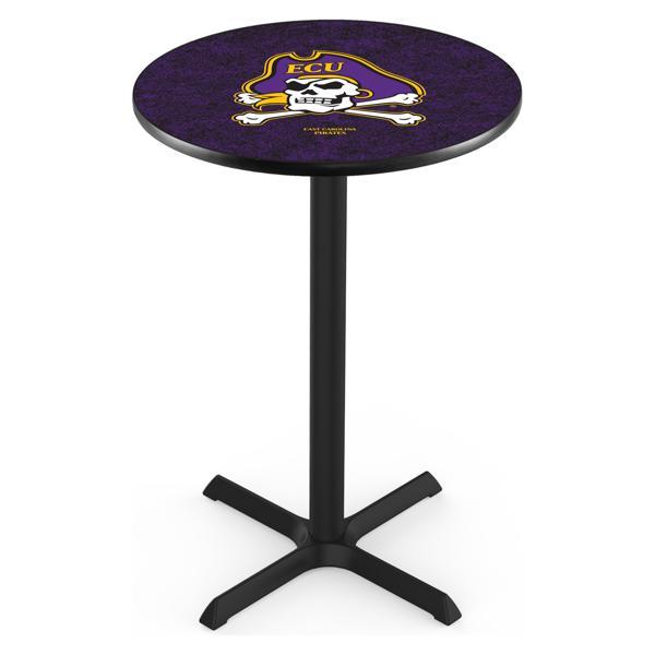 East Carolina University Pub Table - X Shape Black Wrinkle Powder Coated Steel Base - Sublimated Laminate Round Top 
