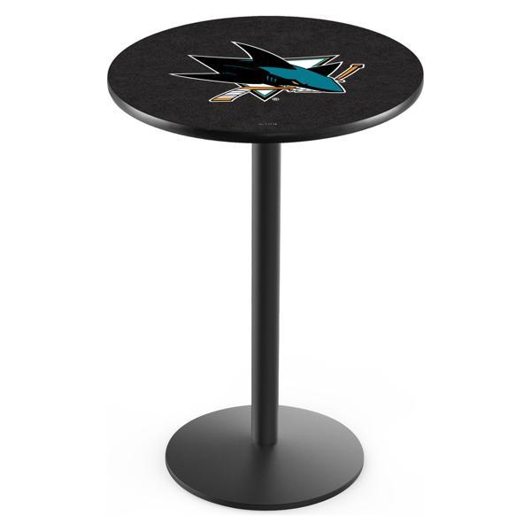 San Jose Sharks Pub Table - Round Shape - Steel Base - Sublimated Laminate Round Top 