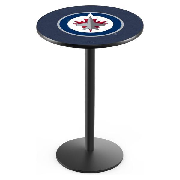 Winnipeg Jets Pub Table - Round Shape - Steel Base - Sublimated Laminate Round Top 