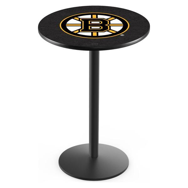Boston Bruins Pub Table - Round Shape - Steel Base - Sublimated Laminate Round Top 