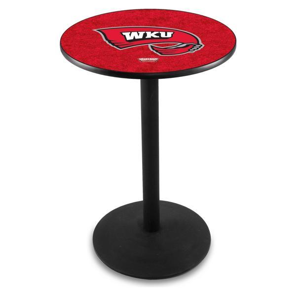 Western Kentucky University Pub Table - Round Shape - Steel Base - Sublimated Laminate Round Top 