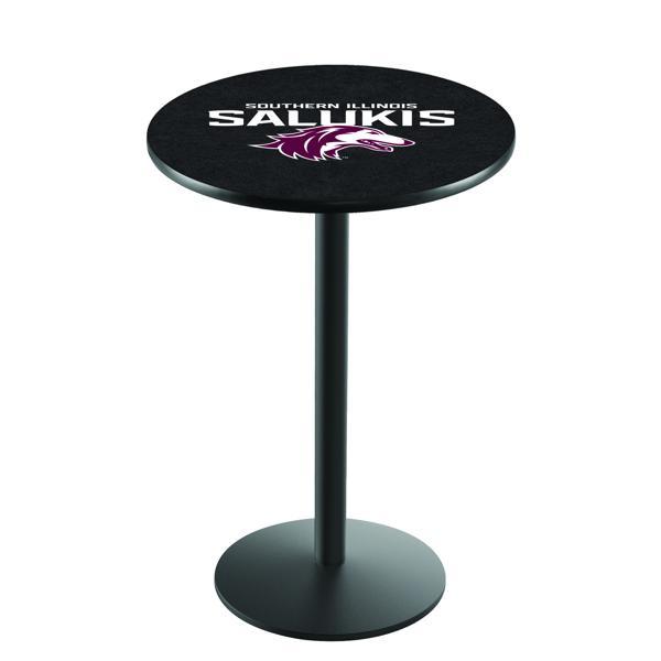 Southern Illinois University Pub Table - Round Shape - Steel Base - Sublimated Laminate Round Top 