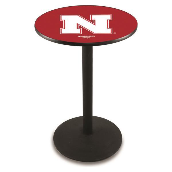 University of Nebraska Pub Table - Round Shape - Steel Base - Sublimated Laminate Round Top 