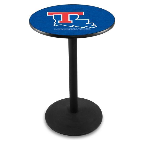 Louisiana Tech University Pub Table - Round Shape - Steel Base - Sublimated Laminate Round Top 