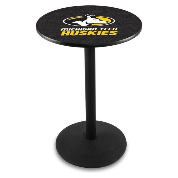 Michigan Tech University Pub Table - Round Shape - Steel Base - Sublimated Laminate Round Top 