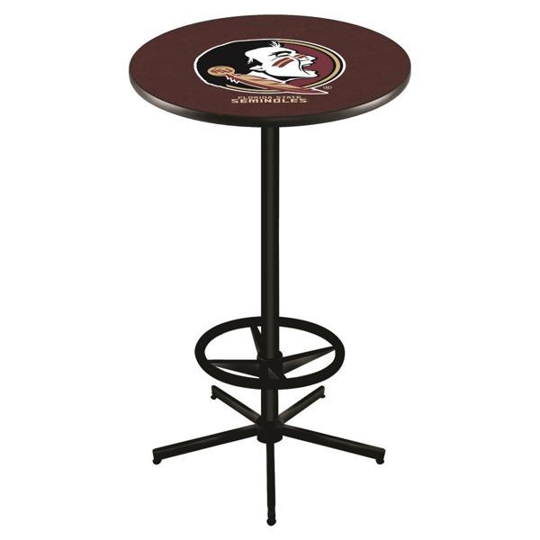 Florida State Head Pub Table - Star Shape Black Wrinkle Powder Coated Steel Base - Sublimated Laminate Round Top - Logo 3 
