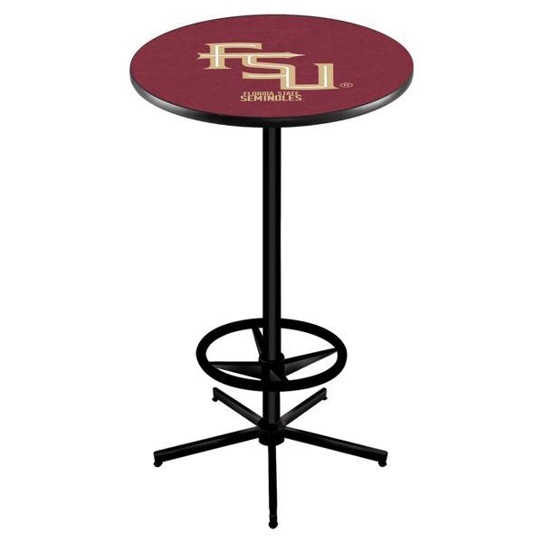 Florida State Script Pub Table - Star Shape Black Wrinkle Powder Coated Steel Base - Sublimated Laminate Round Top - Logo 2 