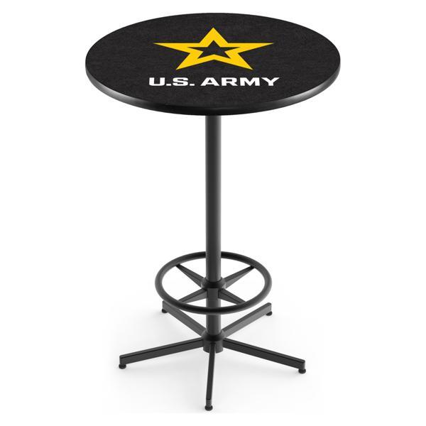 United States Army Pub Table - Star Shape Black Wrinkle Powder Coated Steel Base - Sublimated Laminate Round Top 