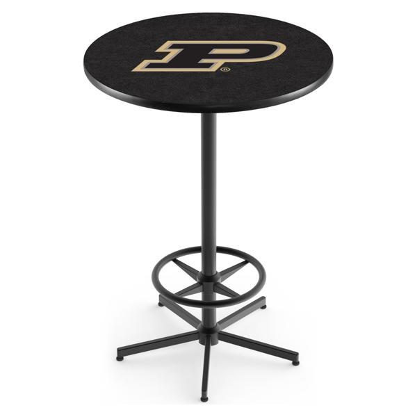 Purdue Pub Table - Star Shape Black Wrinkle Powder Coated Steel Base - Sublimated Laminate Round Top 